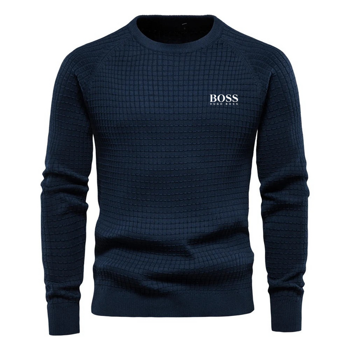 Kursava™ | Men's Sweater With Grid Pattern